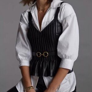 Letmebe faux leather pleated vest / tank top with zipper closure